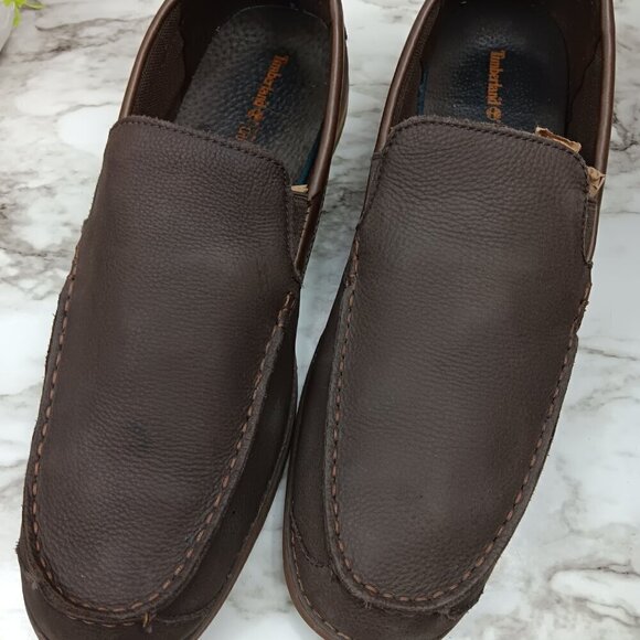 Timberland Men\'s Brown Leather Ortholite Slip On Loafers Size 13 main image 7